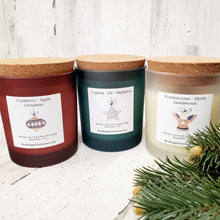 Load image into Gallery viewer, Farmhouse Holiday Candles - Elegant Frosted Glass &amp; Wood Wicks
