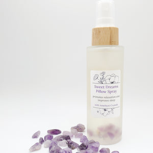 Sweet Dreams Pillow Spray with Essential Oils & Amethyst Crystals - Promotes Relaxation & Improves Sleep