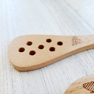 100% All Natural Beechwood Wood Honey Utensils: Dipper - Spreader - Spoon