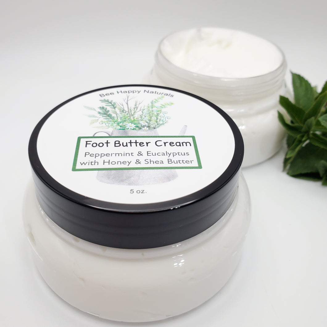 NEW SIZE! Bee Happy Feet - Luxurious Honey Butter Foot Cream - Peppermint & Eucalyptus