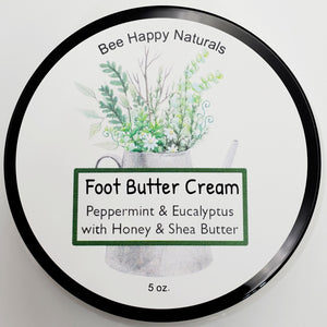 NEW SIZE! Bee Happy Feet - Luxurious Honey Butter Foot Cream - Peppermint & Eucalyptus