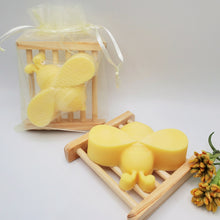 Load image into Gallery viewer, Bee Happy Bath Duo - Honey Bee Soap &amp; Wooden Soap Tray
