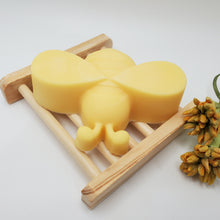 Load image into Gallery viewer, Bee Happy Bath Duo - Honey Bee Soap &amp; Wooden Soap Tray
