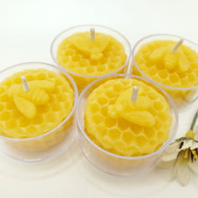 Load image into Gallery viewer, Beeswax Tealight Candles - 100% Natural Beeswax - 4 pack
