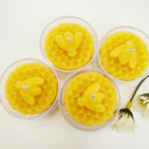 Beeswax Tealight Candles - 100% Natural Beeswax - 4 pack