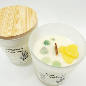 Luxury Aromatherapy Candles - Crackling Wood Wick - Gemtone Intention Candles - 8 Aroma Options