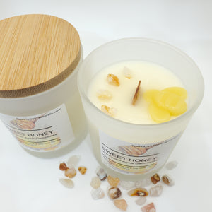 Luxury Aromatherapy Candles - Crackling Wood Wick - Gemtone Intention Candles - 7 Aroma Options