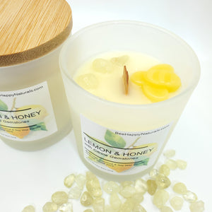 Luxury Aromatherapy Candles - Crackling Wood Wick - Gemtone Intention Candles - 7 Aroma Options