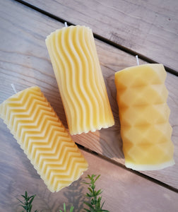 Pillar Candles - 3 Designs - 100% All Natural Beeswax