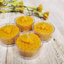 Load image into Gallery viewer, Beeswax Tealight Candles - 100% Natural Beeswax - 4 pack
