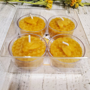 Beeswax Tealight Candles - 100% Natural Beeswax - 4 pack