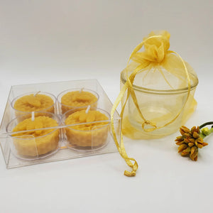 Beeswax Tealight Candles - 100% Natural Beeswax - 4 pack